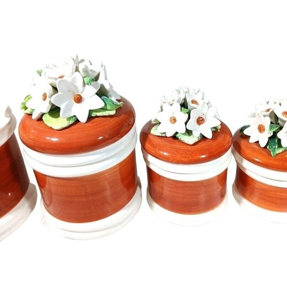 Capodimonte Daisy Daisies Flowers Sculpture Canister 4 pc Set MCM 1970 R… - Picture 5 of 12